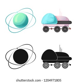 Isolated object of mars and space symbol. Collection of mars and planet vector icon for stock.