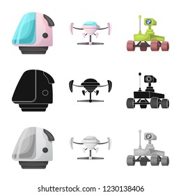 Isolated object of mars and space symbol. Collection of mars and planet vector icon for stock.