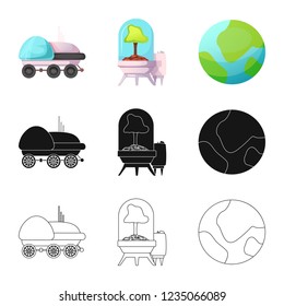 Isolated object of mars and space symbol. Collection of mars and planet stock vector illustration.