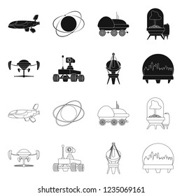 Isolated object of mars and space symbol. Collection of mars and planet vector icon for stock.