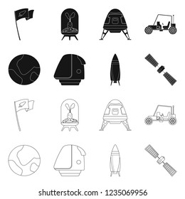 Isolated object of mars and space symbol. Set of mars and planet vector icon for stock.