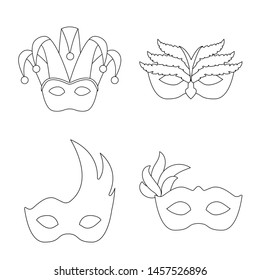 Isolated object of masquerade and mystery icon. Set of masquerade and festival vector icon for stock.