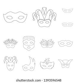 Isolated object of masquerade  and mystery symbol. Collection of masquerade  and festival stock symbol for web.
