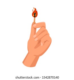 Isolated object of matchstick and arm symbol. Graphic of matchstick and blaze vector icon for stock.