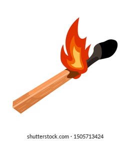 Isolated object of matchstick and match icon. Web element of matchstick and fire stock symbol for web.