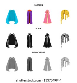 Isolated object of material and clothing icon. Collection of material and garment vector icon for stock.