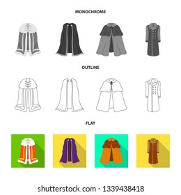 Isolated object of material and clothing icon. Set of material and garment stock symbol for web.