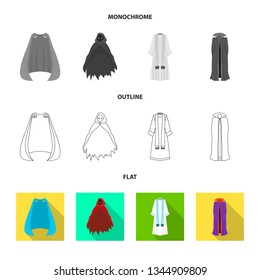 Isolated object of material and clothing icon. Collection of material and garment stock vector illustration.