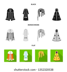 Isolated object of material and clothing icon. Collection of material and garment stock vector illustration.