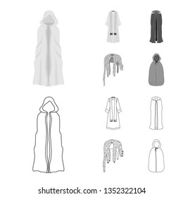 Isolated object of material and clothing icon. Set of material and garment stock vector illustration.