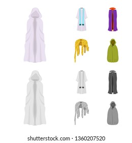 Isolated object of material and clothing icon. Collection of material and garment vector icon for stock.
