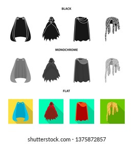 Isolated object of material and clothing icon. Set of material and garment stock symbol for web.