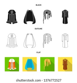Isolated object of material and clothing icon. Collection of material and garment stock vector illustration.