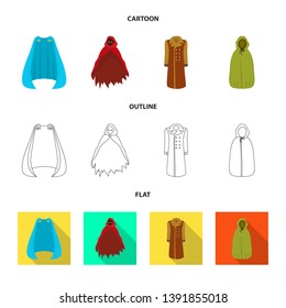 Isolated object of material and clothing icon. Collection of material and garment vector icon for stock.