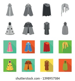 Isolated object of material and clothing icon. Set of material and garment stock vector illustration.