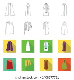 Isolated object of material and clothing icon. Collection of material and garment stock symbol for web.