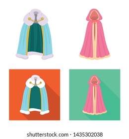 Isolated object of material and clothing icon. Set of material and garment vector icon for stock.