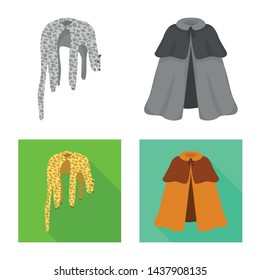 Isolated object of material and clothing icon. Set of material and garment stock vector illustration.