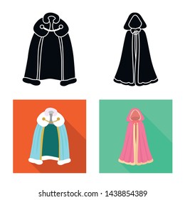 Isolated object of material and clothing icon. Set of material and garment vector icon for stock.