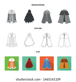 Isolated object of material and clothing icon. Collection of material and garment stock symbol for web.