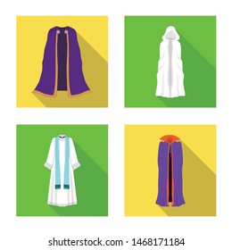 Isolated object of material and clothing icon. Collection of material and garment stock symbol for web.