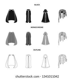 Isolated object of material and clothing logo. Set of material and garment stock symbol for web.