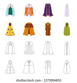 Isolated object of material and clothing logo. Set of material and garment vector icon for stock.