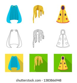 Isolated object of material and clothing logo. Collection of material and garment vector icon for stock.
