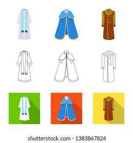 Isolated object of material and clothing logo. Set of material and garment stock symbol for web.
