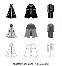 Isolated object of material and clothing logo. Collection of material and garment vector icon for stock.