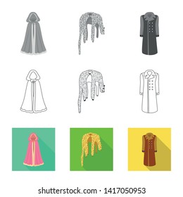 Isolated object of material and clothing logo. Set of material and garment stock symbol for web.