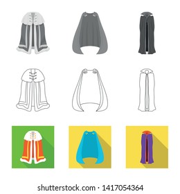 Isolated object of material and clothing logo. Set of material and garment vector icon for stock.