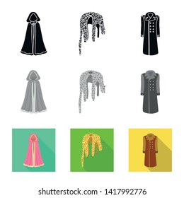 Isolated object of material and clothing logo. Set of material and garment vector icon for stock.