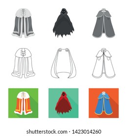 Isolated object of material and clothing logo. Set of material and garment vector icon for stock.