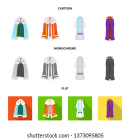 Isolated object of material and clothing sign. Collection of material and garment stock vector illustration.