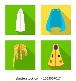 Isolated object of material and clothing symbol. Collection of material and garment stock symbol for web.