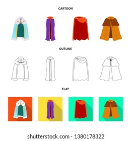 Isolated object of material and clothing symbol. Collection of material and garment stock symbol for web.