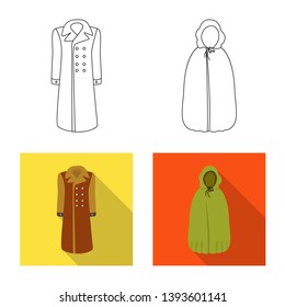 Isolated object of material and clothing symbol. Set of material and garment vector icon for stock.