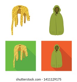 Isolated object of material and clothing symbol. Collection of material and garment vector icon for stock.