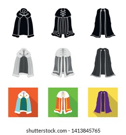 Isolated object of material and clothing symbol. Collection of material and garment stock symbol for web.