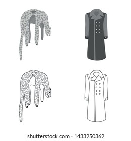 Isolated object of material and clothing symbol. Collection of material and garment vector icon for stock.