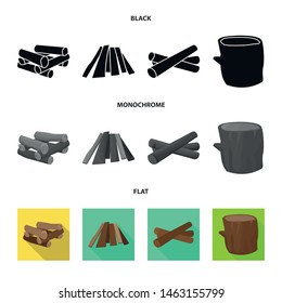 Isolated object of material and logging icon. Collection of material and forestry vector icon for stock.