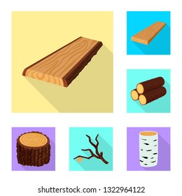 Isolated object of material and nature  icon. Collection of material and raw  stock symbol for web.