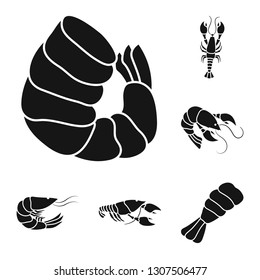 Isolated object of meat and delicacy sign. Collection of meat and crab stock vector illustration.