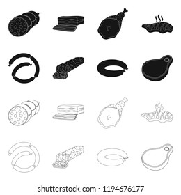 Isolated object of meat and ham icon. Set of meat and cooking stock vector illustration.