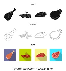 Isolated object of meat and ham icon. Collection of meat and cooking stock vector illustration.