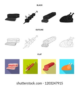 Isolated object of meat and ham icon. Collection of meat and cooking stock symbol for web.