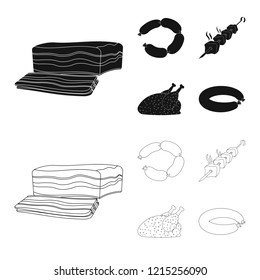 Isolated object of meat and ham icon. Collection of meat and cooking stock symbol for web.