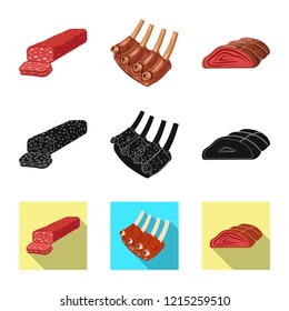 Isolated object of meat and ham icon. Collection of meat and cooking stock vector illustration.