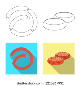 Isolated object of meat and ham icon. Collection of meat and cooking stock vector illustration.